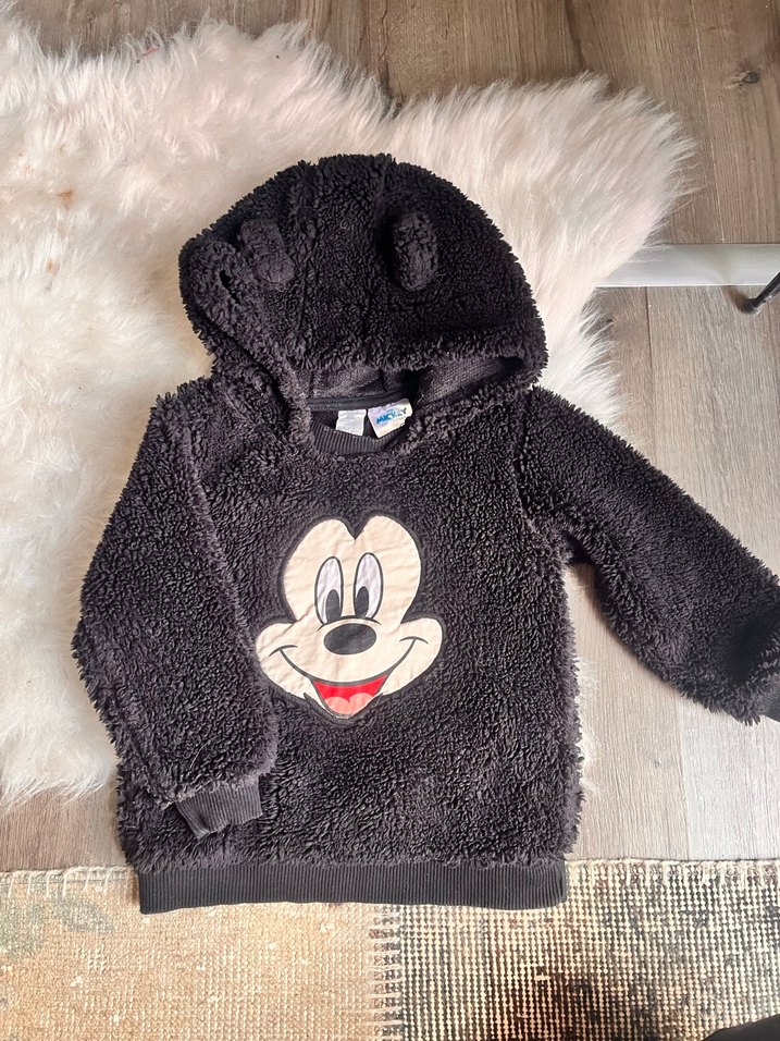 Siyah Peluş Kapüşonlu Erkek Çocuk Sweatshirt - Görsel 3