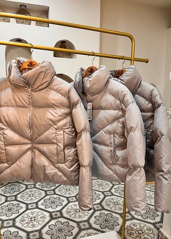 Gri Yüksek Yakalı Kadın Kışlık Mont - Görsel 2