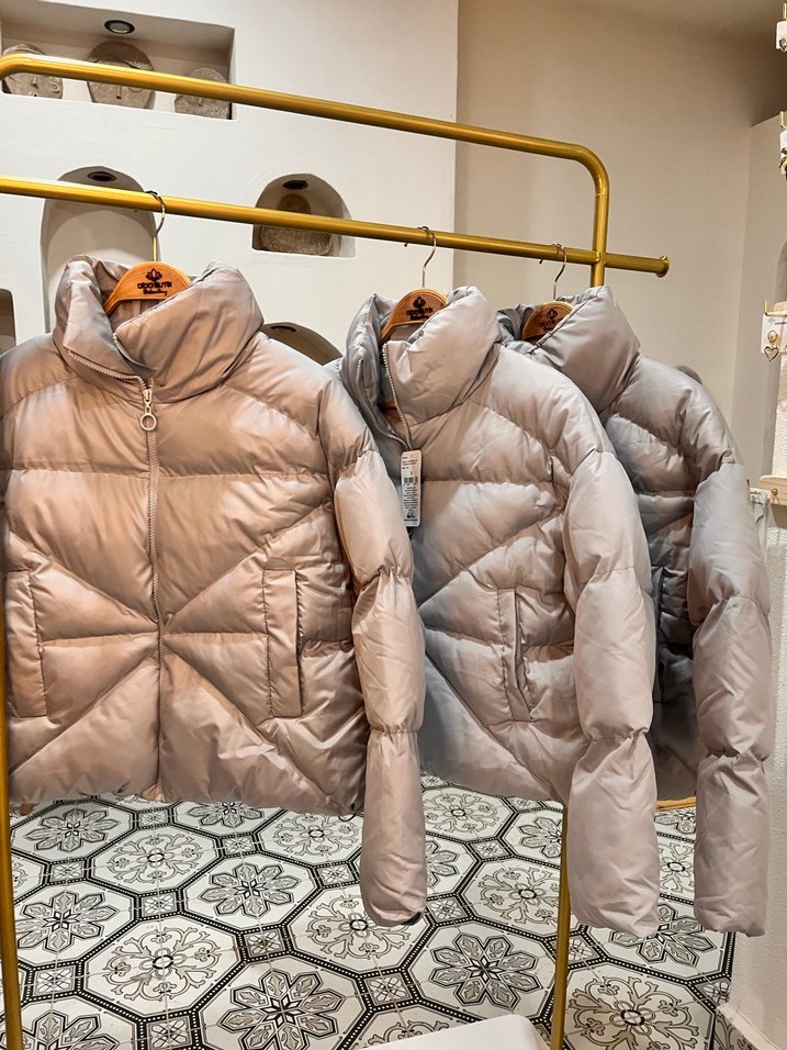 Gri Yüksek Yakalı Kadın Kışlık Mont - Görsel 2