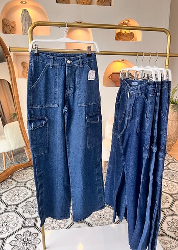 Kadın Lacivert Bol Kesim Midi Kot Pantolon - Görsel 4