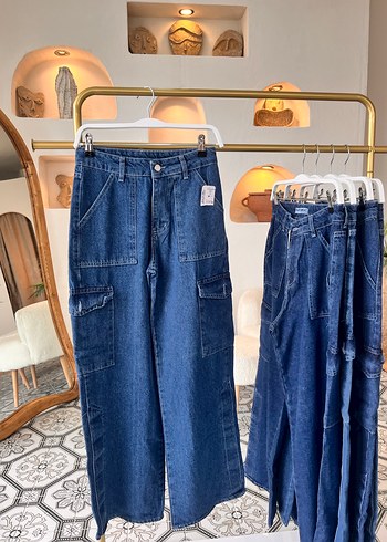 Kadın Lacivert Bol Kesim Midi Kot Pantolon - Görsel 5