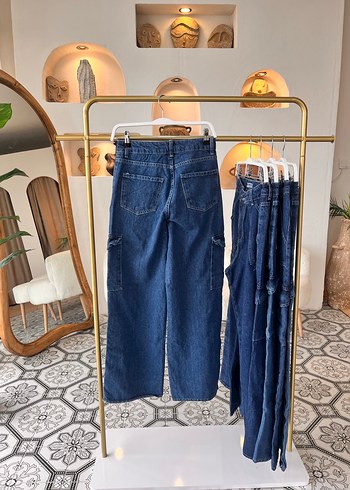 Kadın Lacivert Bol Kesim Midi Kot Pantolon - Görsel 2