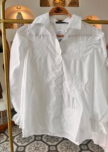 Bohem Beyaz Nakışlı Uzun Kollu Gömlek - Görsel 4