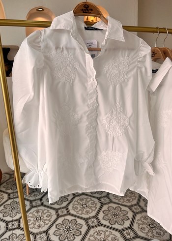Bohem Beyaz Nakışlı Uzun Kollu Gömlek - Görsel 6