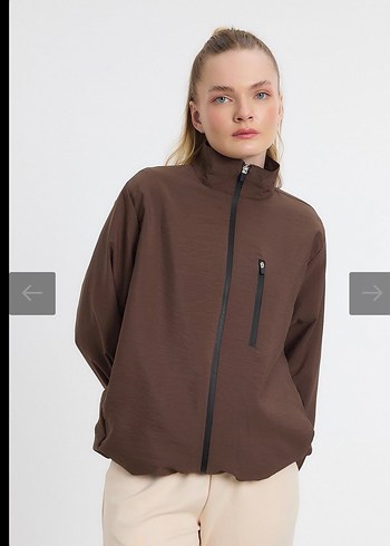 Kadın Kahverengi Yüksek Yakalı Spor Ceket - Görsel 2