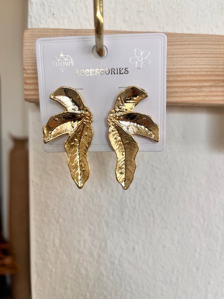 Pilise Detaylı Gold Midi Küpe - Görsel 2