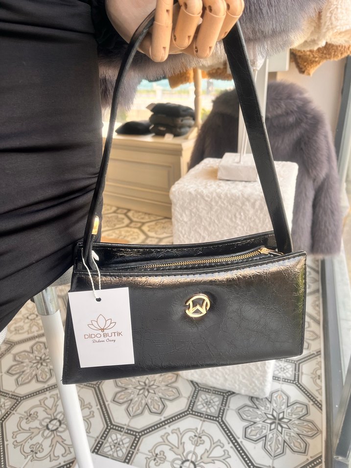 Parisli Siyah Deri Kadın Omuz Çantası - Görsel 2