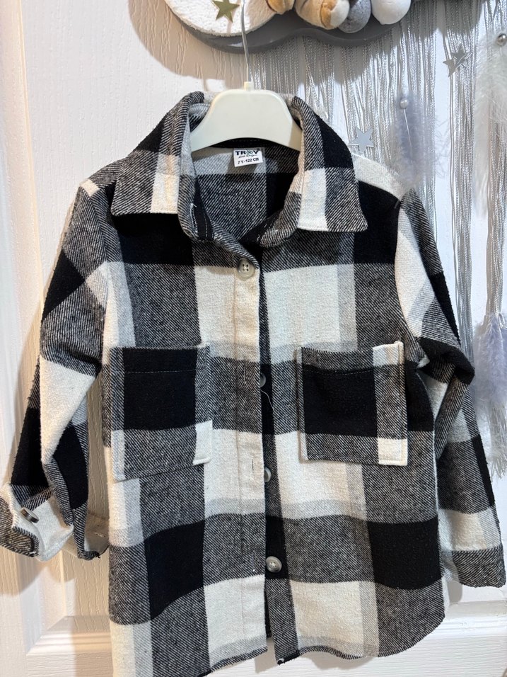 Gri Ekose Düğmeli Uzun Kollu çocuk Gömlek - Görsel 2