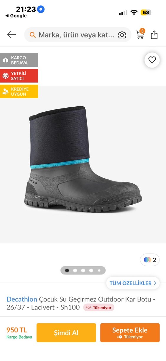 Mavi Erkek Çocuk Botu Velcro Bağlamalı - Görsel 2