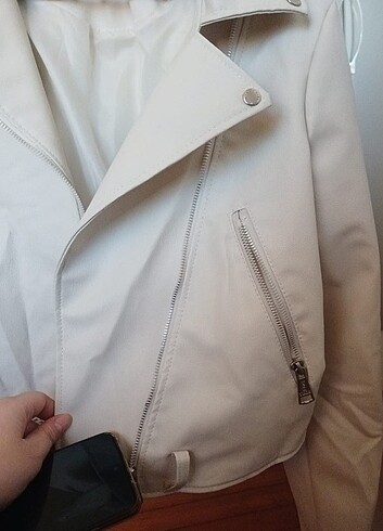 m Beden beyaz Renk Deri ceket
