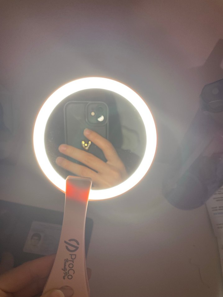 Işıklı Yuvarlak El Aynası Bej - Görsel 2