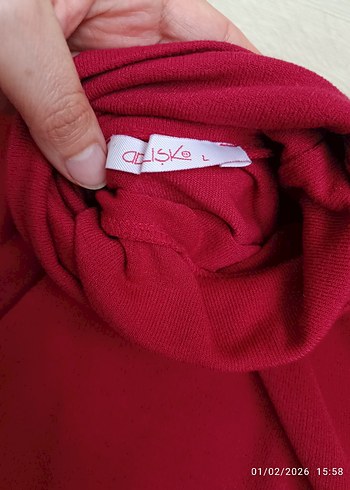 Kırmızı Kadın Boğazlı İnce Triko - Görsel 2