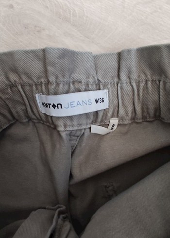 36 Beden şort Kadın Gri Keten Kemerli Mini Şort