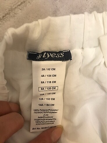 8 Yaş Beden beyaz Renk İnce yazlık pantolon