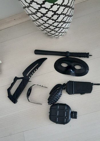 Erkek Çocuk Siyah Kamuflaj Plastik Aksesuar Seti