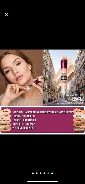 Beden Renk Maybelline New York Instant Anti Age Eraser Kapatici 01 Light