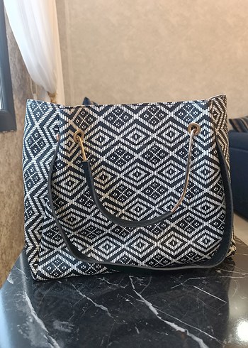 Gri Desenli Kadın El Çantası - Görsel 3