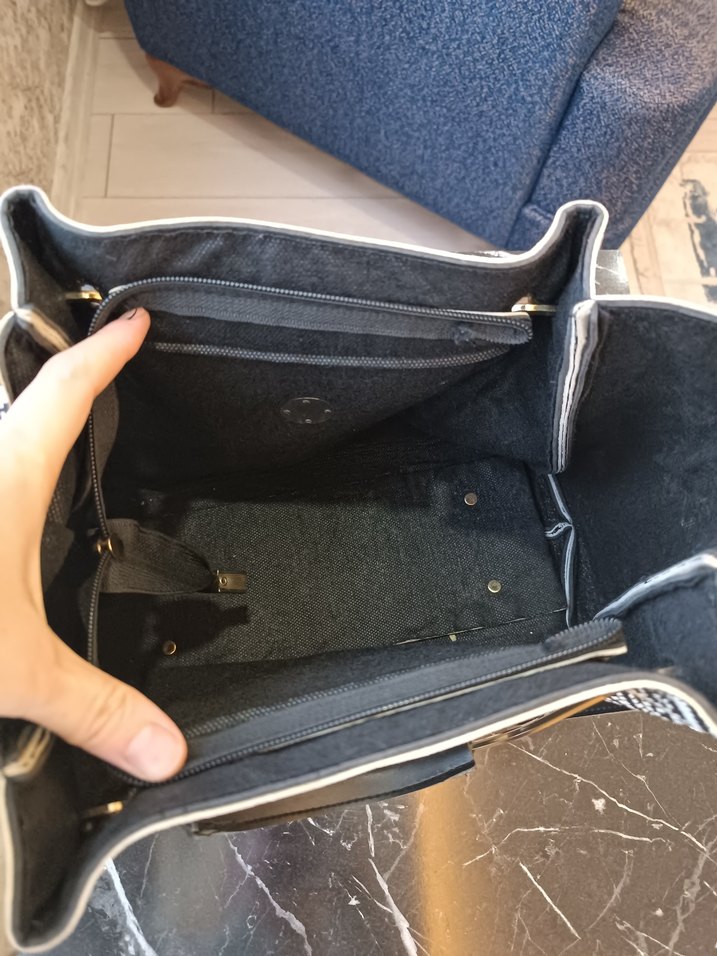 Gri Desenli Kadın El Çantası - Görsel 5