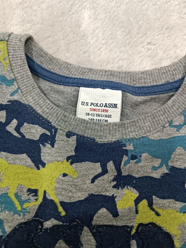 uspa polo Erkek Çocuk Gri Kısa Kollu Baskılı Sweatshirt - Görsel 2