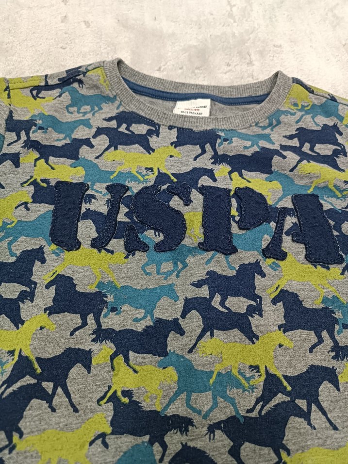 uspa polo Erkek Çocuk Gri Kısa Kollu Baskılı Sweatshirt - Görsel 4
