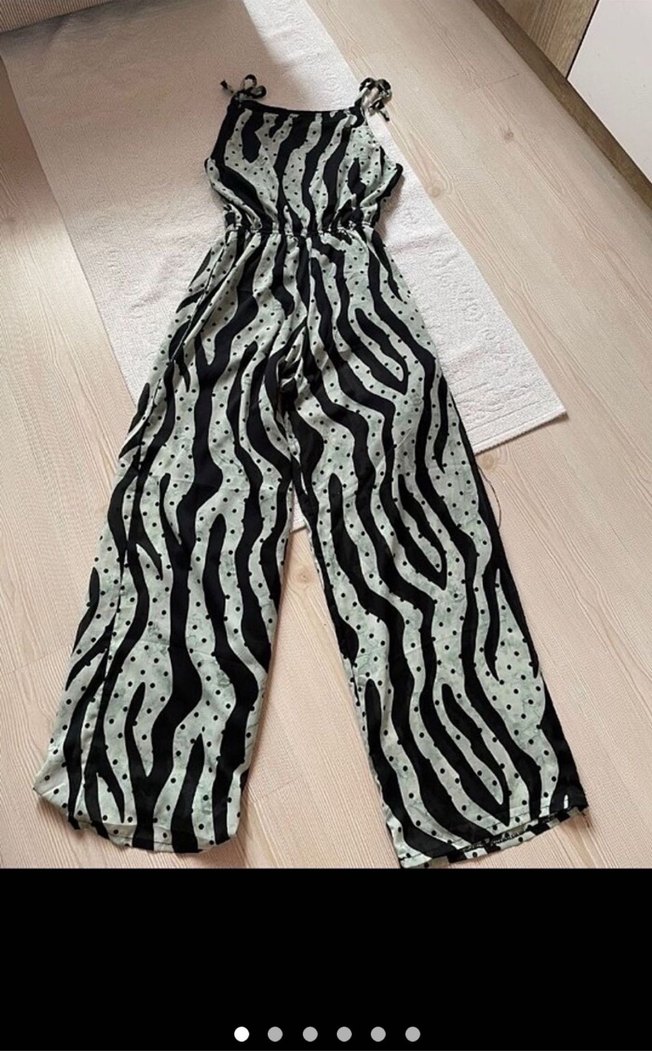 Bohem Zebra Desenli Uzun Kadın Tulum - Görsel 4