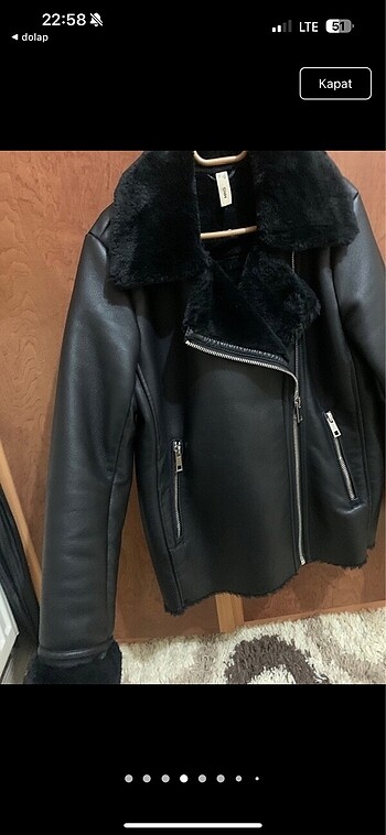 xs Beden siyah Renk Mango kürklü biker mont çeket