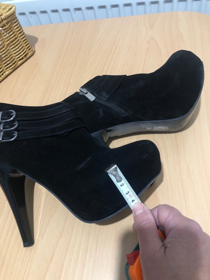 Siyah Süet Tokalı platform taban Kadın Bot - Görsel 5