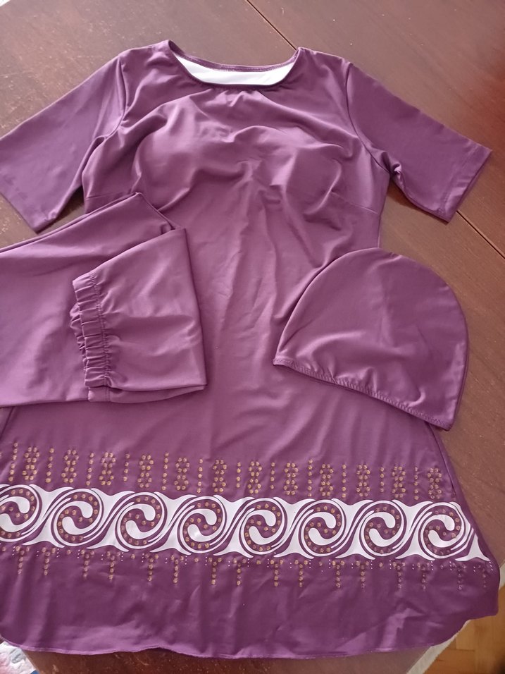 Mor Kısa Kollu tesettür mayo - Görsel 2