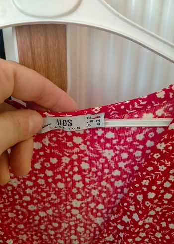 Kırmızı ve siyah V Yaka Bohem Elbise - Görsel 6