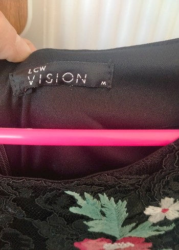 Nakışlı Siyah Dantel Midi Elbise - Görsel 3