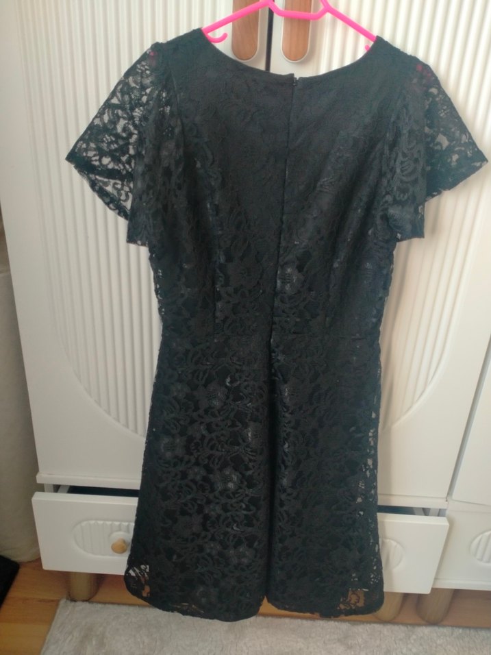 Nakışlı Siyah Dantel Midi Elbise - Görsel 2