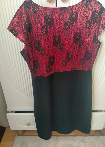 Bordo Siyah Dantel Detaylı Kadın Elbise - Görsel 2