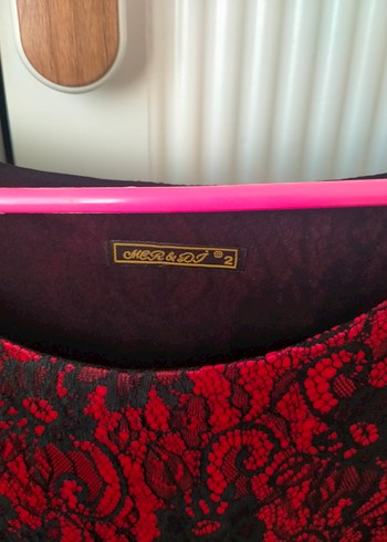 Bordo Siyah Dantel Detaylı Kadın Elbise - Görsel 3