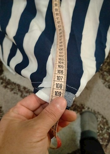 Uzun Çizgili Kadın Gömlek Elbise - Görsel 5