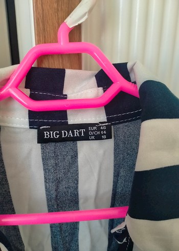 Uzun Çizgili Kadın Gömlek Elbise - Görsel 3