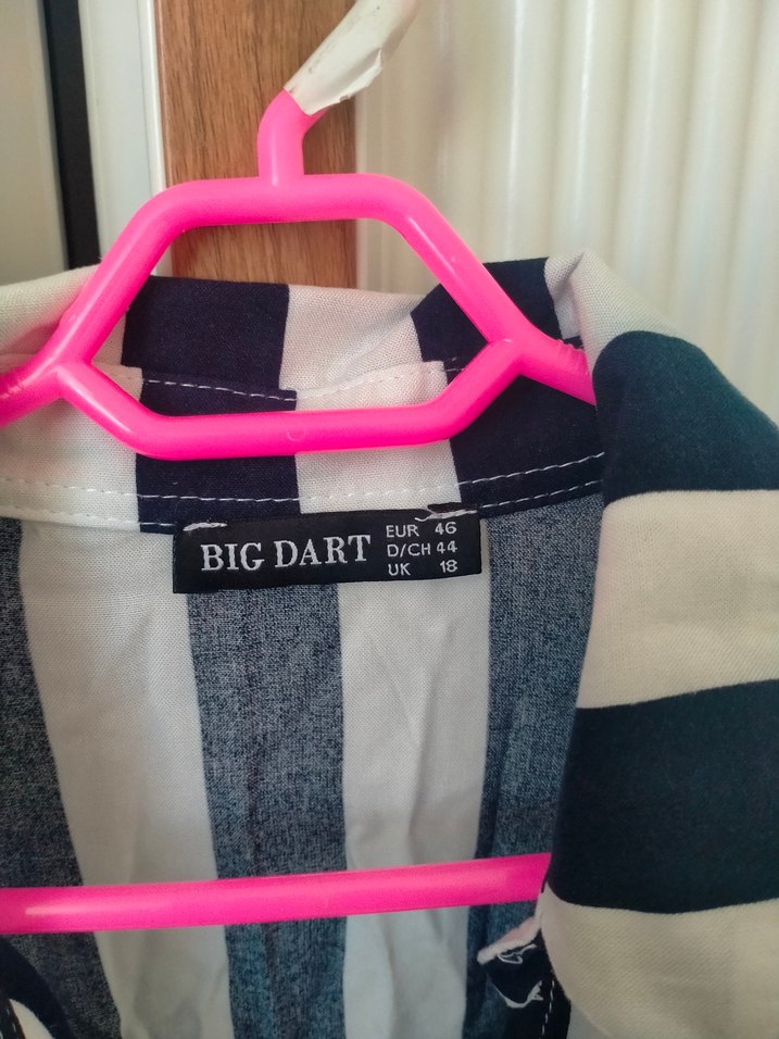 Uzun Çizgili Kadın Gömlek Elbise - Görsel 3