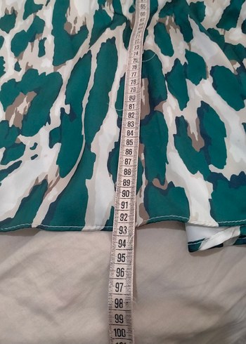 Yeşil Desenli V Yakalı Midi Elbise - Görsel 5