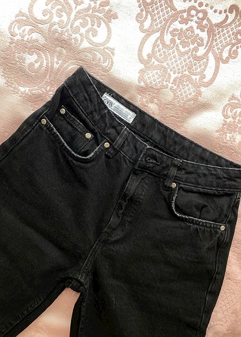 Düğmeli Siyah Kadın Denim Pantolon