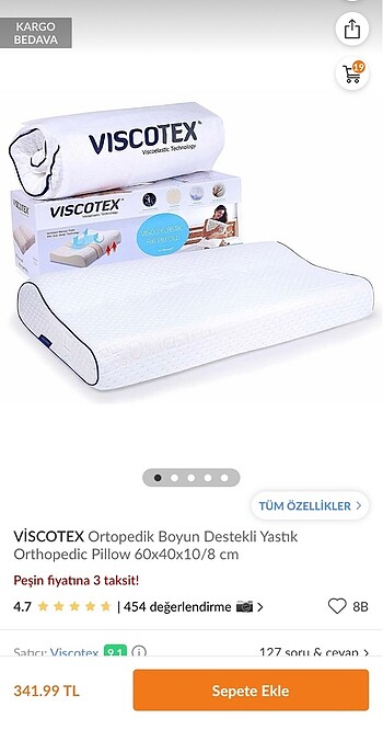 Viscotex ortapedik boyun yastığı kullanılmadı