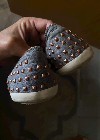 38 Beden gri Renk Gri Denim Kadın Sneakers