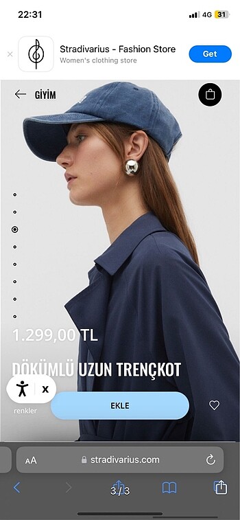 s Beden Stradivarius trençkot