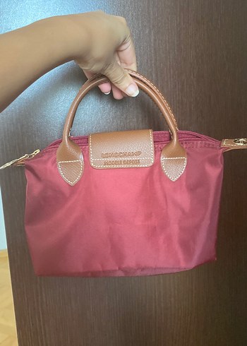 Longchamp Parlak bordo Fermuarlı Kadın Çanta
