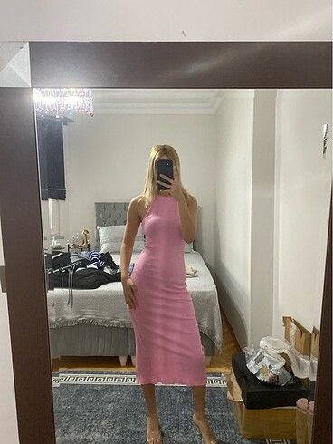 Bershka pembe elbise