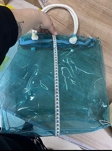 Beden Şeffaf mavi plaj çantası