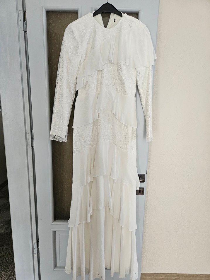 Uzun Kollu Beyaz Bohem Gelinlik - Görsel 2