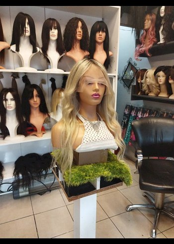 75 cm 250 gram ombreli platin tül peruk gercek saç - Görsel 3