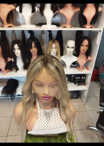 75 cm 250 gram ombreli platin tül peruk gercek saç - Görsel 4