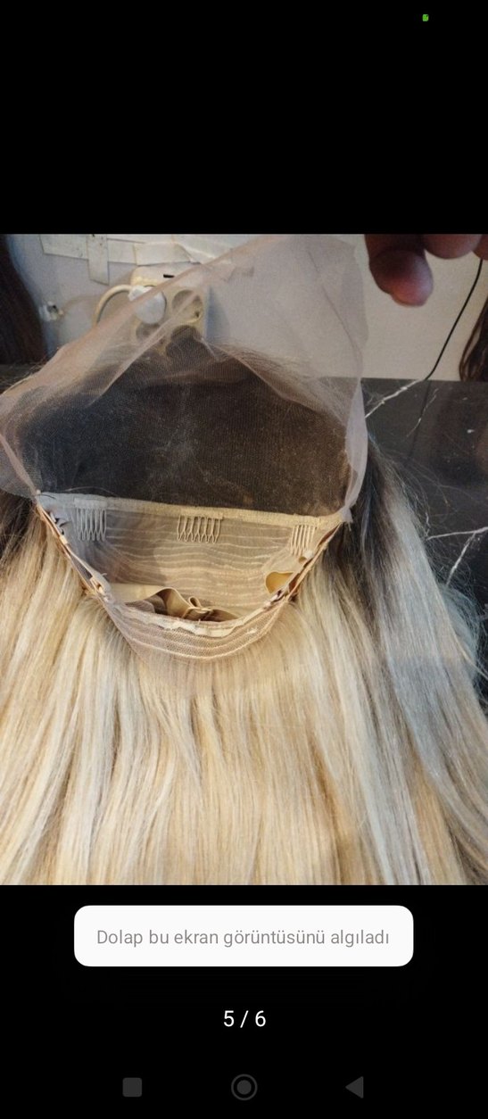 75 cm 250 gram ombreli platin tül peruk gercek saç - Görsel 5