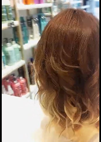 ombreli koyu kumral peruk gercek saç - Görsel 4