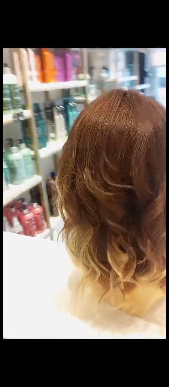 ombreli koyu kumral peruk gercek saç - Görsel 4